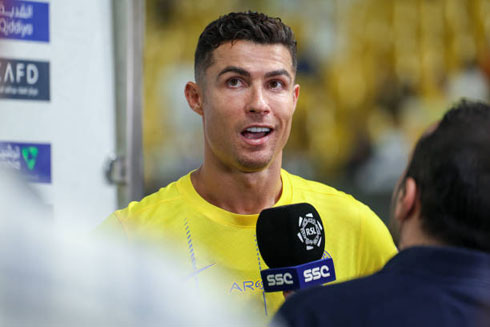 Cristiano Ronaldo granting an interview in Saudi Arabia