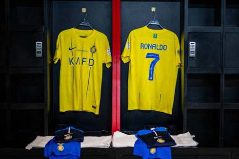 Cristiano Ronaldo shirts in Al Nassr locker room