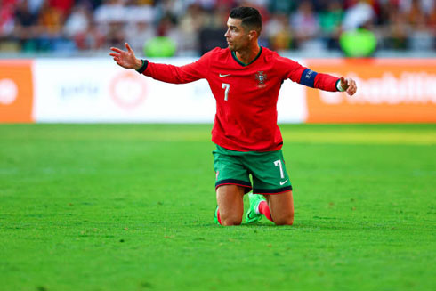 Cristiano Ronaldo on his knees in Portugal in 2024