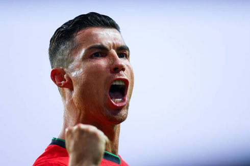 Cristiano Ronaldo scores and celebrates goal for Portugal