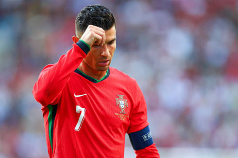 Cristiano Ronaldo scratching his forehead