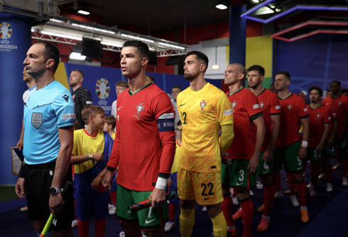 Cristiano Ronaldo in the tunnel entrance in his EURO 2024 debut