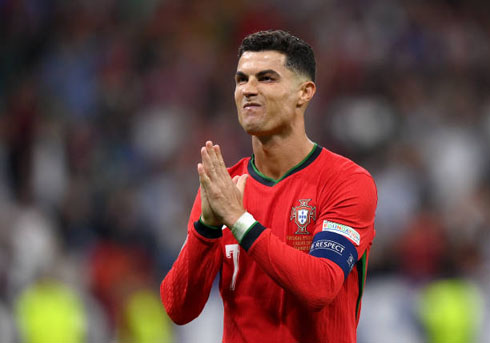 Cristiano Ronaldo showing he is sorry for missing a penalty-kick in the EURO 2024