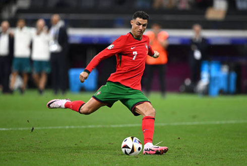 Cristiano Ronaldo taking penatly kick in the EURO 2024