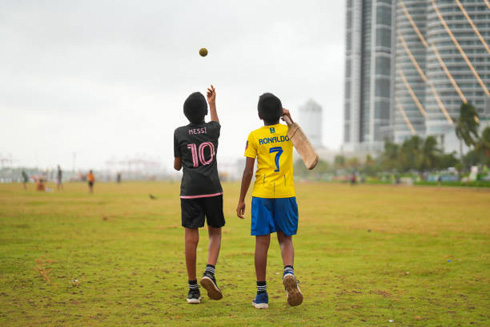 Messi and Cristiano Ronaldo shirts used by young kids