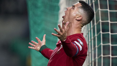 Cristiano Ronaldo turns to the fans in the stands