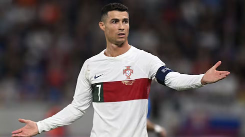 Cristiano Ronaldo wearing Portugal white shirt