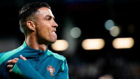 Cristiano Ronaldo warming up for Portugal