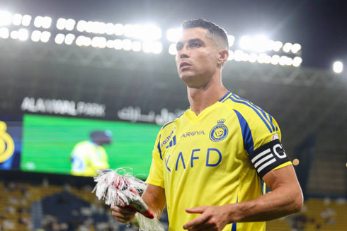 Cristiano Ronaldo entering the pitch as team captain