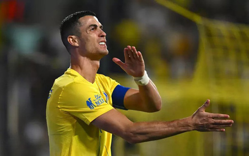 Cristiano Ronaldo reacting during game for Al Nassr