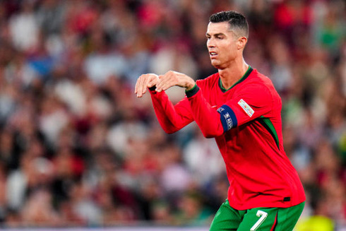 Cristiano Ronaldo rabbit jumps with Portugal jersey