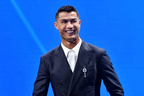 Cristiano Ronaldo attending UEFA ceremony in 2024