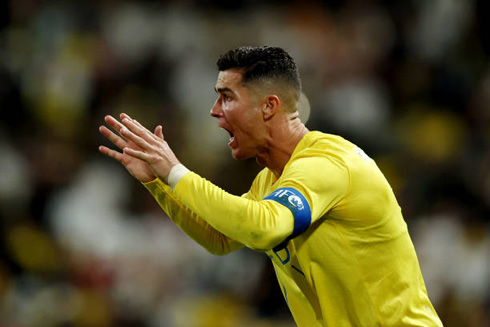 Cristiano Ronaldo reacting during a game