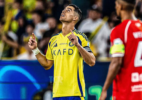 Cristiano Ronaldo celebrates goal for Al Nassr