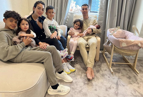 Cristiano Ronaldo and his family at home