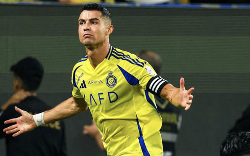 Cristiano Ronaldo joy after scoring for Al Nassr