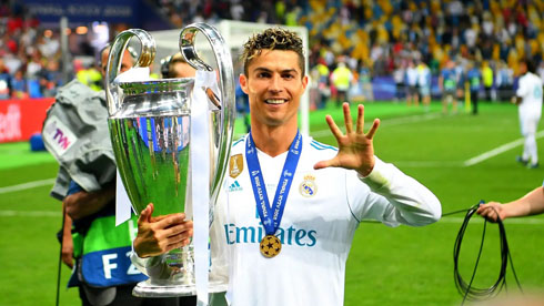 Cristiano Ronaldo after winning his 5th UEFA Champions League trophy