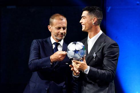 Cristiano Ronaldo and Ceferin at the UEFA ceremony and awards