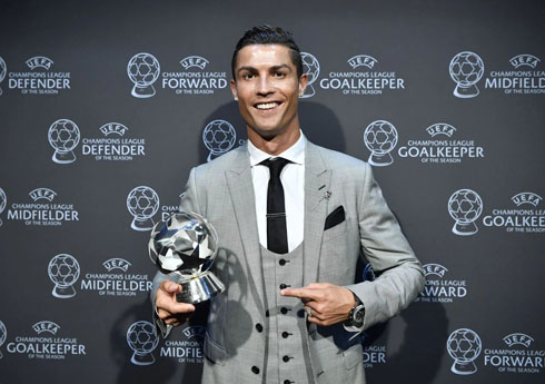 Cristiano Ronaldo receives award from UEFA