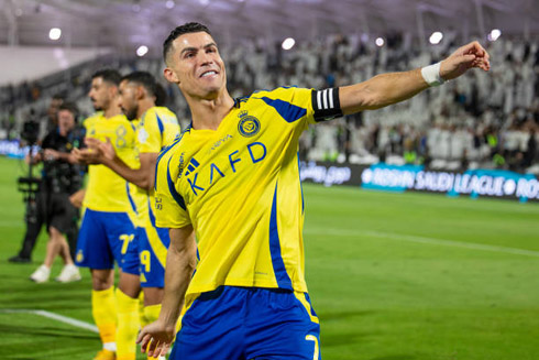 Cristiano Ronaldo celebrates goal for Al Nassr