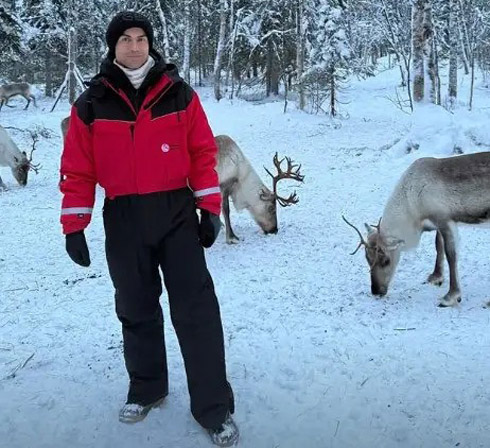 Cristiano Ronaldo in the snow taking a photo