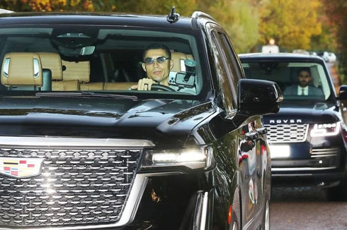 Cristiano Ronaldo driving his new car on the road