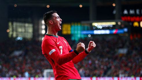 Cristiano Ronaldo happy to celebrate another goal for Portugal