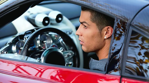 Cristiano Ronaldo inside his new super car